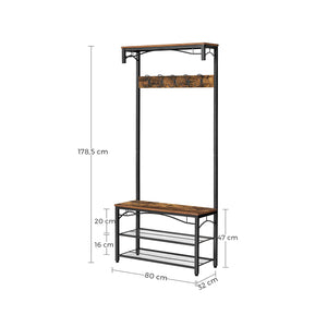 Coat rack with bench & shelves