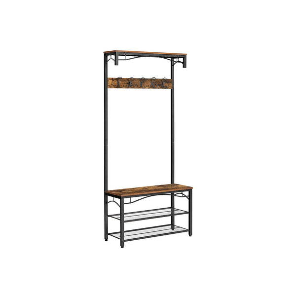 Coat rack with bench & shelves