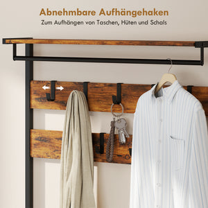 Garderobenständer mit Schuhbank und Haken im industriellen Stil