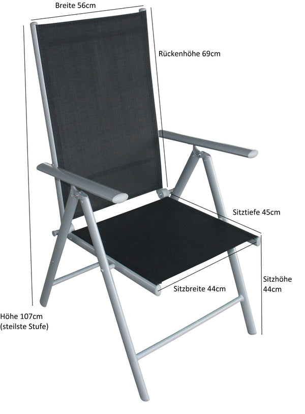 Garnitur Sitzgruppe AMALFI 5-teilig, Aluminium + Kunstgewebe schwarz