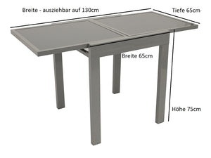 Garnitur Sitzgruppe AMALFI 5-teilig, Aluminium + Kunstgewebe schwarz