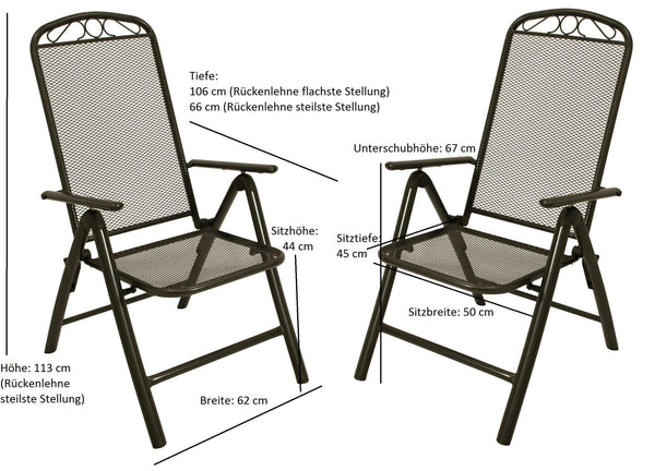 Garnitur Sitzgruppe CLASSIC 3-teilig, Streckmetall anthrazit