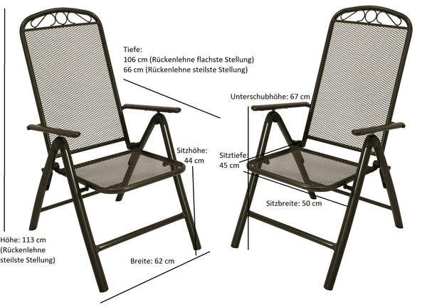 Sitzgruppe Garnitur CLASSIC 7-teilig, Streckmetall anthrazit