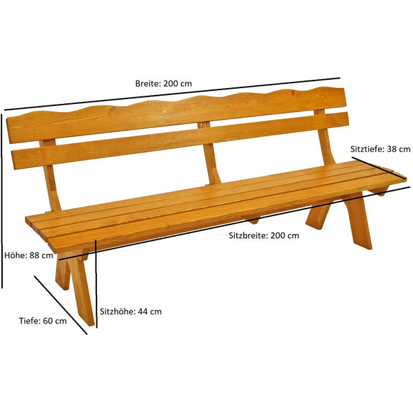 Garnitur Sitzgruppe FREITAL 3-teilig 200cm, Kiefer imprägniert