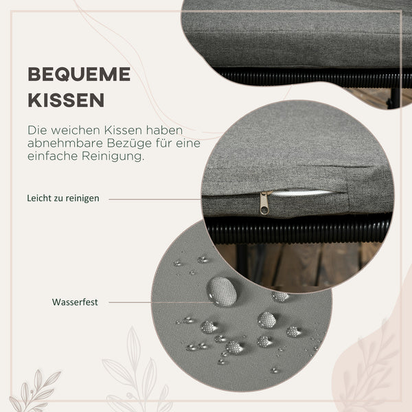 Garten Essgruppe 5-teilig wetterfest mit Sitzkissen Polyrattan