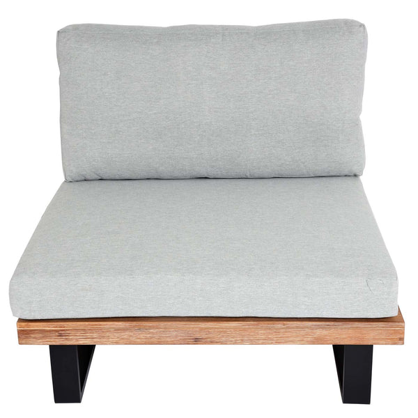 Garten-Garnitur Lounge-Set Sofa Sessel Akazie Alu hellbraun hellgrau