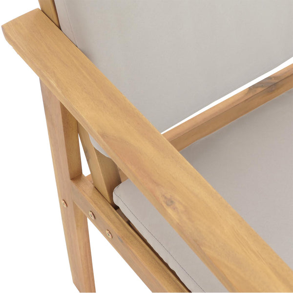 Garten-Garnitur Lounge-Set Akazie Bank Sessel Tisch Kissen grau