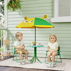 Garten Kindermöbel Set mit Tisch Stühlen und Sonnenschirm