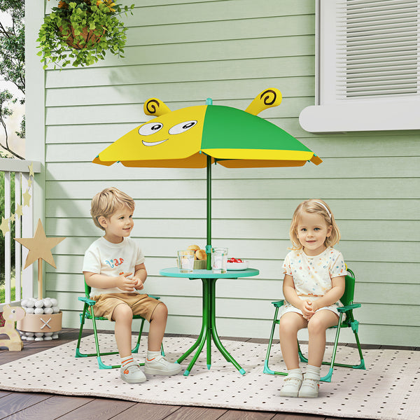 Garten Kindermöbel Set mit Tisch Stühlen und Sonnenschirm