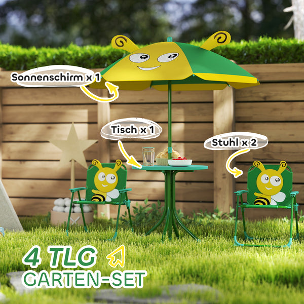Garten Kindermöbel Set mit Tisch Stühlen und Sonnenschirm