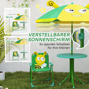 Garten Kindermöbel Set mit Tisch Stühlen und Sonnenschirm