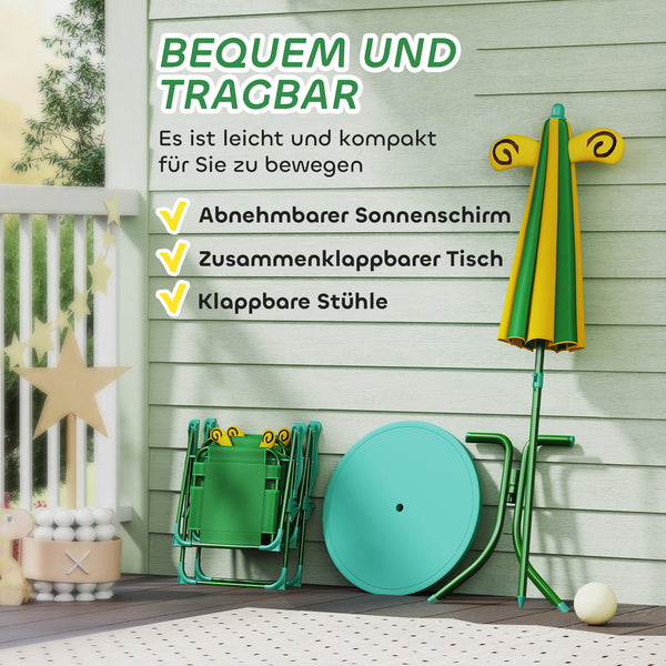 Garten Kindermöbel Set mit Tisch Stühlen und Sonnenschirm