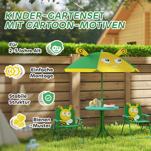 Garten Kindermöbel Set mit Tisch Stühlen und Sonnenschirm