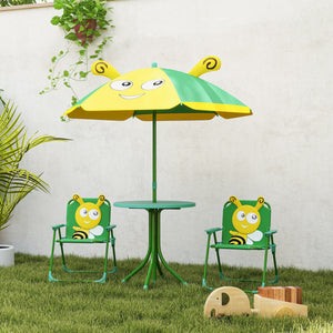Garten Kindermöbel Set mit Tisch Stühlen und Sonnenschirm