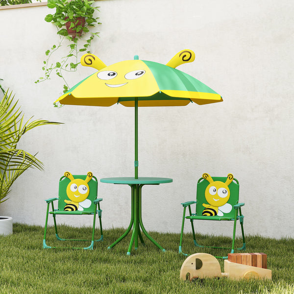 Garten Kindermöbel Set mit Tisch Stühlen und Sonnenschirm