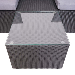 Garten Lounge Set 3-teilig Poly-Rattan Kissen hellgrau anthrazit