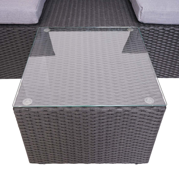 Garten Lounge Set 3-teilig Poly-Rattan Kissen hellgrau anthrazit