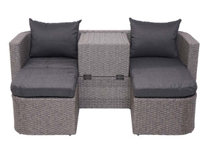 Garten Lounge-Set 3in1 Sonneninsel Poly-Rattan grau anthrazit