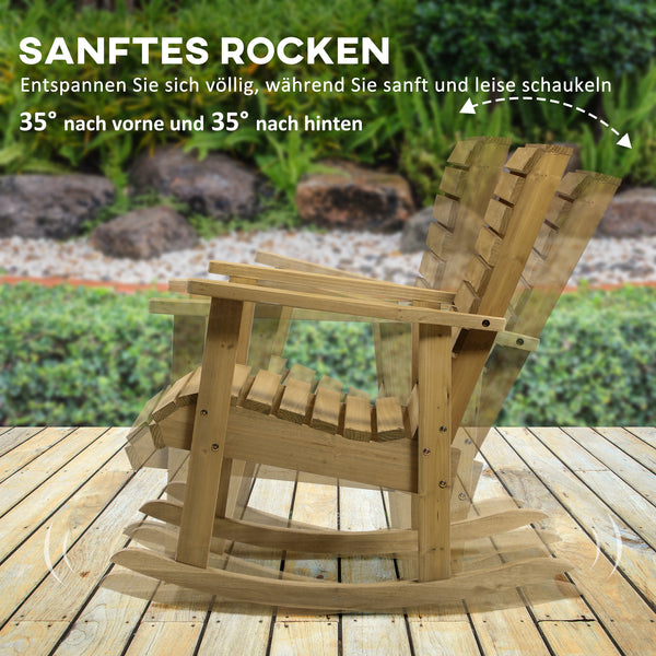 Garten Schaukelstuhl mit breitem Sitz und Rückenlehne aus Holz