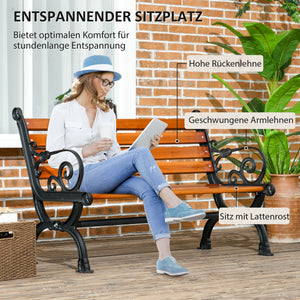 Gartenbank für 2 Personen Terrasse Holz Aluminium Teak