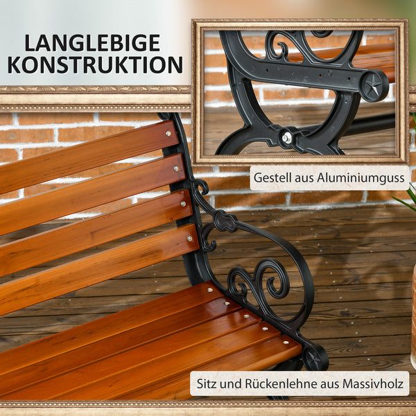 Gartenbank für 2 Personen Terrasse Holz Aluminium Teak