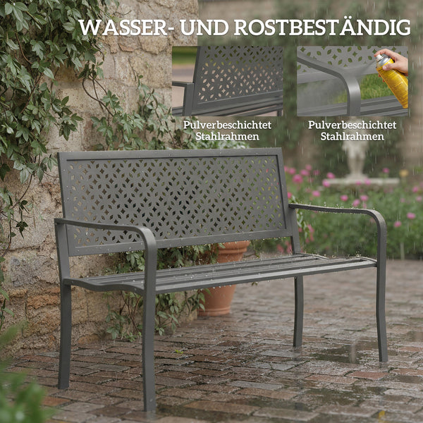 Gartenbank 2-Sitzer wetterfest Outdoor bis 240kg Metall
