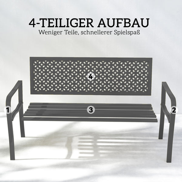 Gartenbank 2-Sitzer wetterfest Outdoor bis 240kg Metall