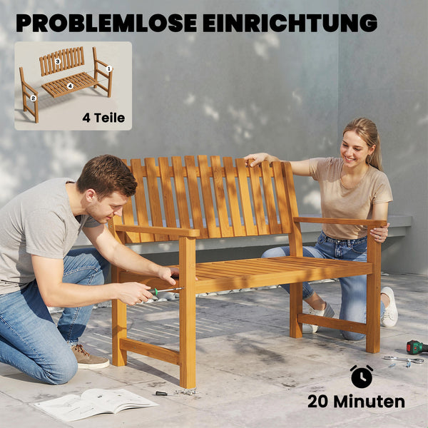 Gartenbank 2-Sitzer wetterfest mit Armlehnen für draussen Holz