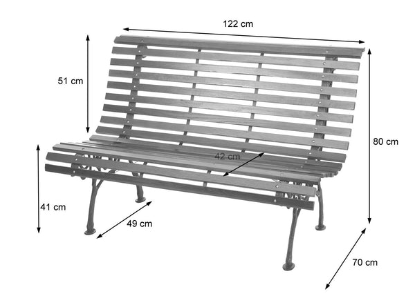 Gartenbank 2-Sitzer Gusseisen Holz 122cm braun