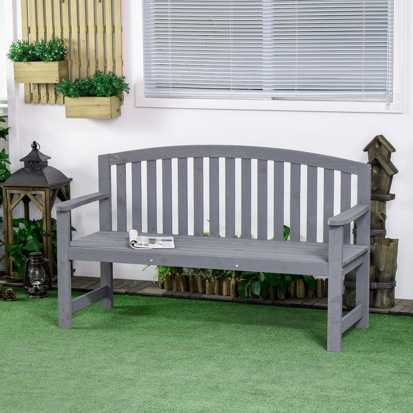 Gartenbank 2-Sitzer wetterfest mit Rückenlehne Holz grau
