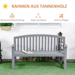 Gartenbank 2-Sitzer wetterfest mit Rückenlehne Holz grau