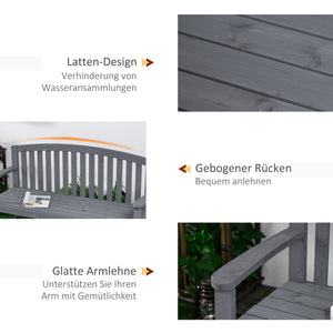 Gartenbank 2-Sitzer wetterfest mit Rückenlehne Holz grau