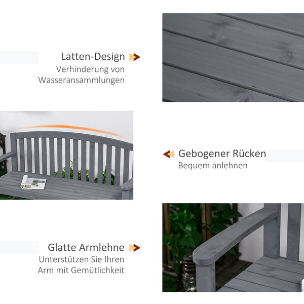 Gartenbank 2-Sitzer wetterfest mit Rückenlehne Holz grau