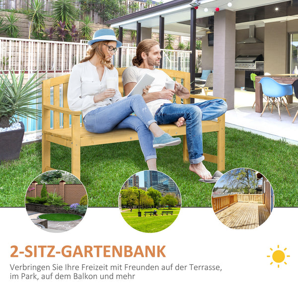Gartenbank 2-Sitzer wetterfest mit Rückenlehne Holz orange