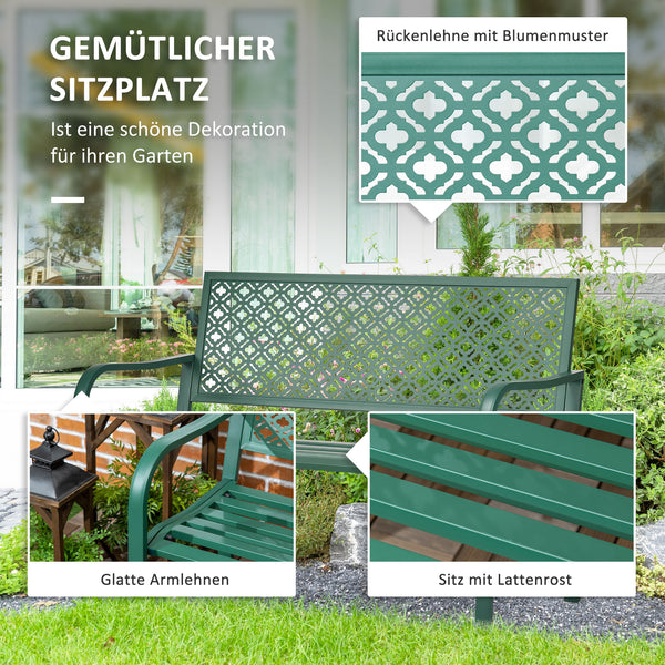 Gartenbank 2-Sitzer wetterfest für draussen Metall grün