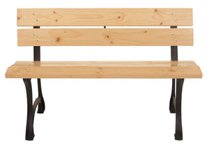 Gartenbank 2-Sitzer aus Kiefernholz & Gusseisen, 125cm hellbraun