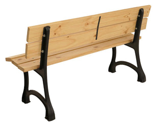 Gartenbank 2-Sitzer aus Kiefernholz & Gusseisen, 125cm hellbraun