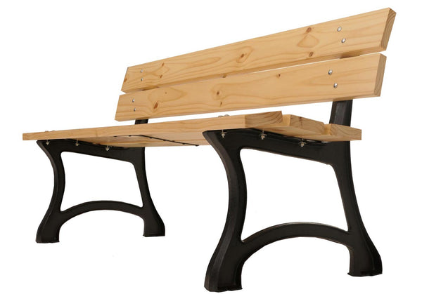 Gartenbank 2-Sitzer aus Kiefernholz & Gusseisen, 125cm hellbraun