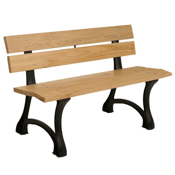 Gartenbank 2-Sitzer aus Kiefernholz & Gusseisen, 125cm hellbraun