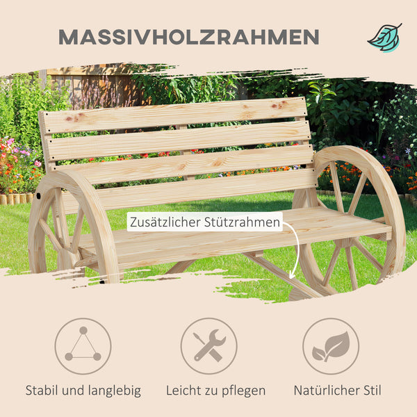 Gartenbank 2-Sitzer Landhausstil bis 240kg Natur