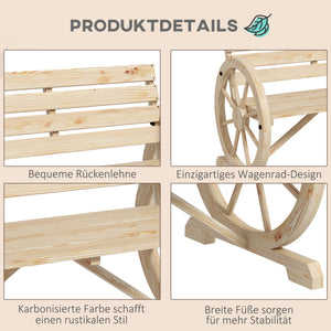 Gartenbank 2-Sitzer Landhausstil bis 240kg Natur