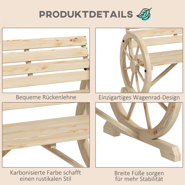 Gartenbank 2-Sitzer Landhausstil bis 240kg Natur