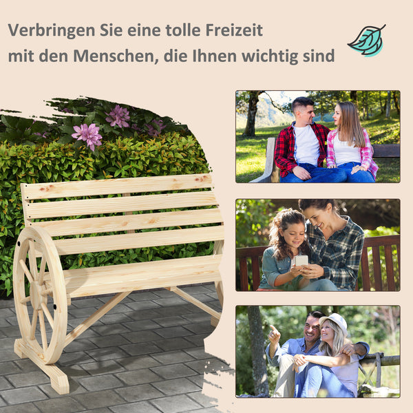 Gartenbank 2-Sitzer Landhausstil bis 240kg Natur