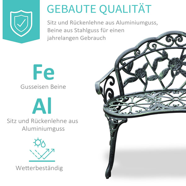 Gartenbank 2-Sitzer Metall 100x54x78cm