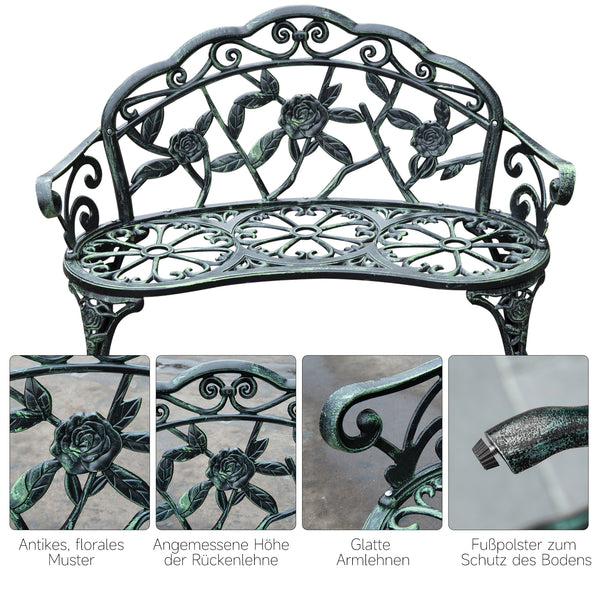 Gartenbank 2-Sitzer Metall 100x54x78cm