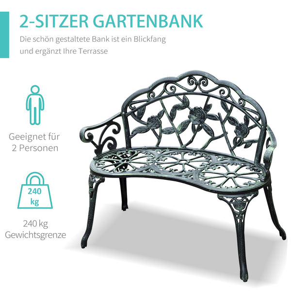 Gartenbank 2-Sitzer Metall 100x54x78cm