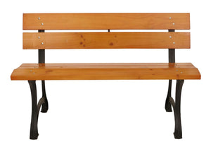 Gartenbank 2-Sitzer Teakoptik aus Kiefernholz & Gusseisen 125cm