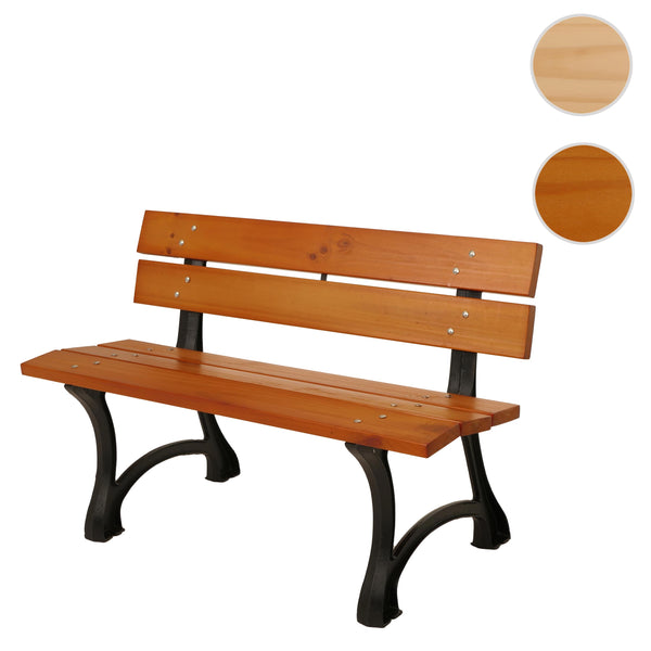Gartenbank 2-Sitzer Teakoptik aus Kiefernholz & Gusseisen 125cm