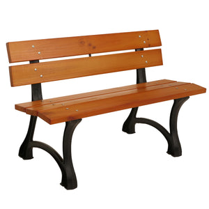 Gartenbank 2-Sitzer Teakoptik aus Kiefernholz & Gusseisen 125cm