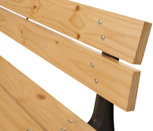 Gartenbank 3-Sitzer aus Kiefernholz und Gusseisen 170cm hellbraun